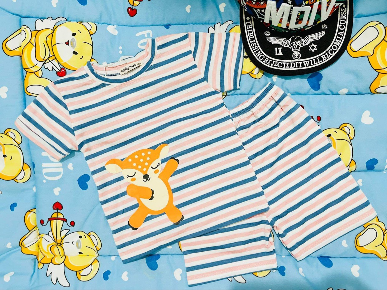 Bộ Cộc Tay THUN LẠNH MINKY MOM In Hình Toàn Thân Dễ Thương Cho Bé