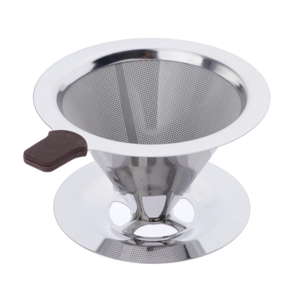 Coffee Filter Stainless Steel Pour Over Cone Dripper Reusable 12.5cm A
