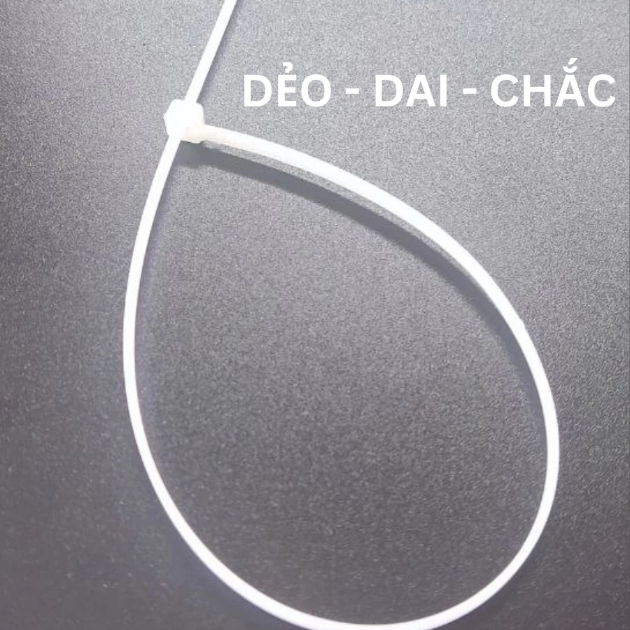 Bịch 100 sợi Dây rút nhựa nylon màu trắng loại tốt size dài 25cm rộng 3.3mm dẻo dai bền chắc dùng rút cột vật dụng - miếng lót chuột