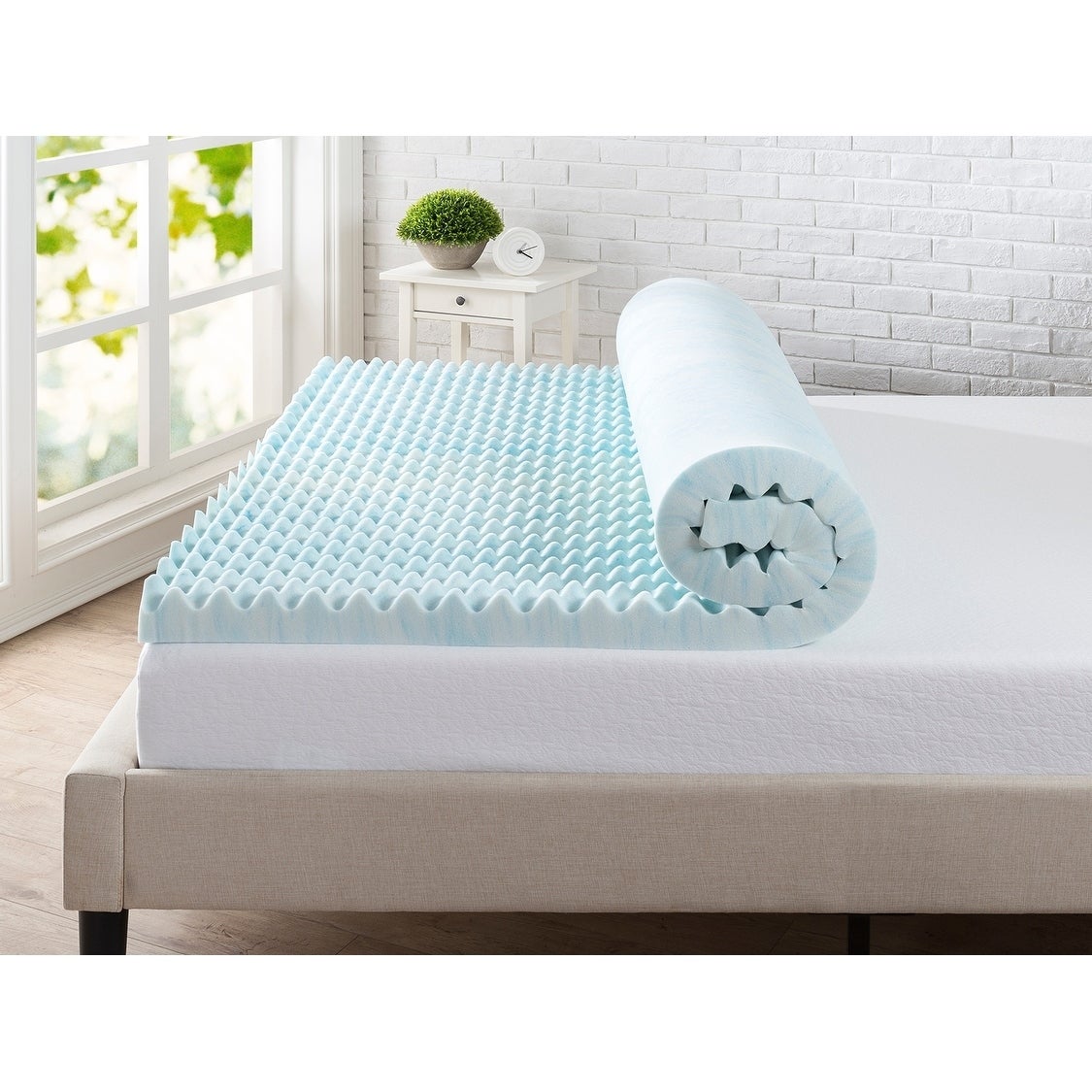 Topper Tấm Tiện Nghi Làm Mềm Nệm 3D Thoáng Mát Cao Cấp Zinus - Swirl Gel Memory Foam Air Flow Topper with Cover 180x200*7.5cm