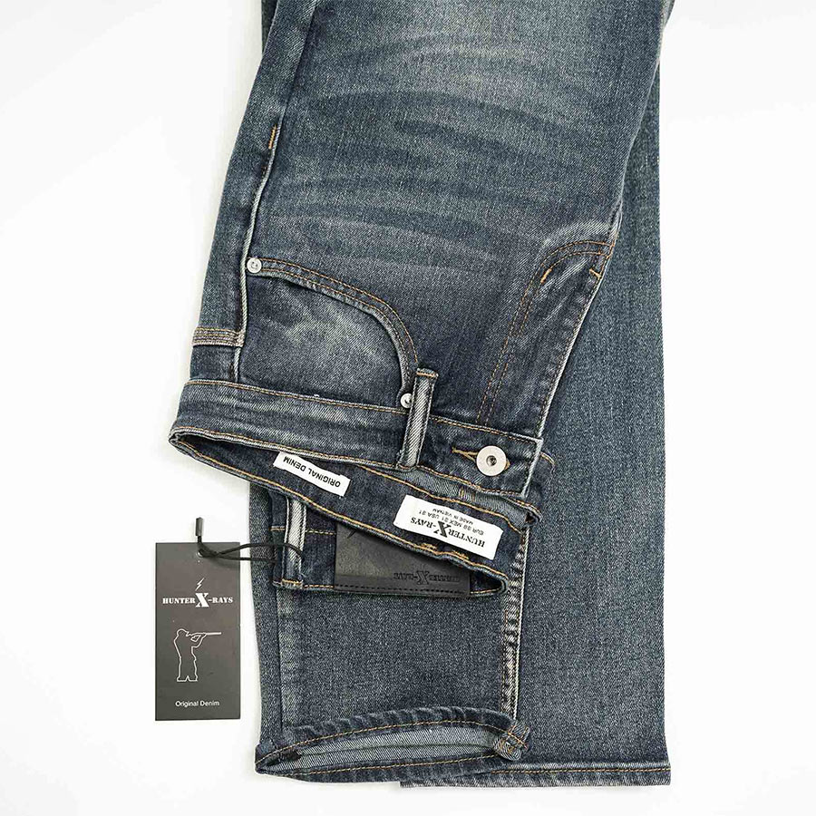 Quần Jeans Nam Cao Cấp HUNTER X-RAYS Form Slimfit Thun Xanh Phủ Dơ Bụi Thời Trang D26
