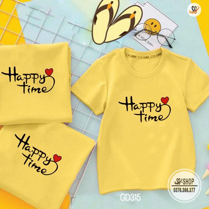 Áo Thun Gia Đình Happy Time - Có Nhiều Màu - Thun Cotton