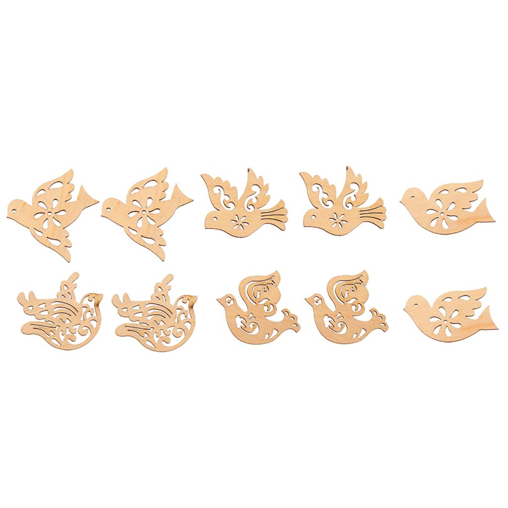 10 Miếng Bằng Gỗ Đáng Yêu Chim Lỗ Cắt Hình Khối Bằng Gỗ Thủ Công Decoupage Chỉnh Trang DIY Thêu Sò Gỗ Nghệ Thu