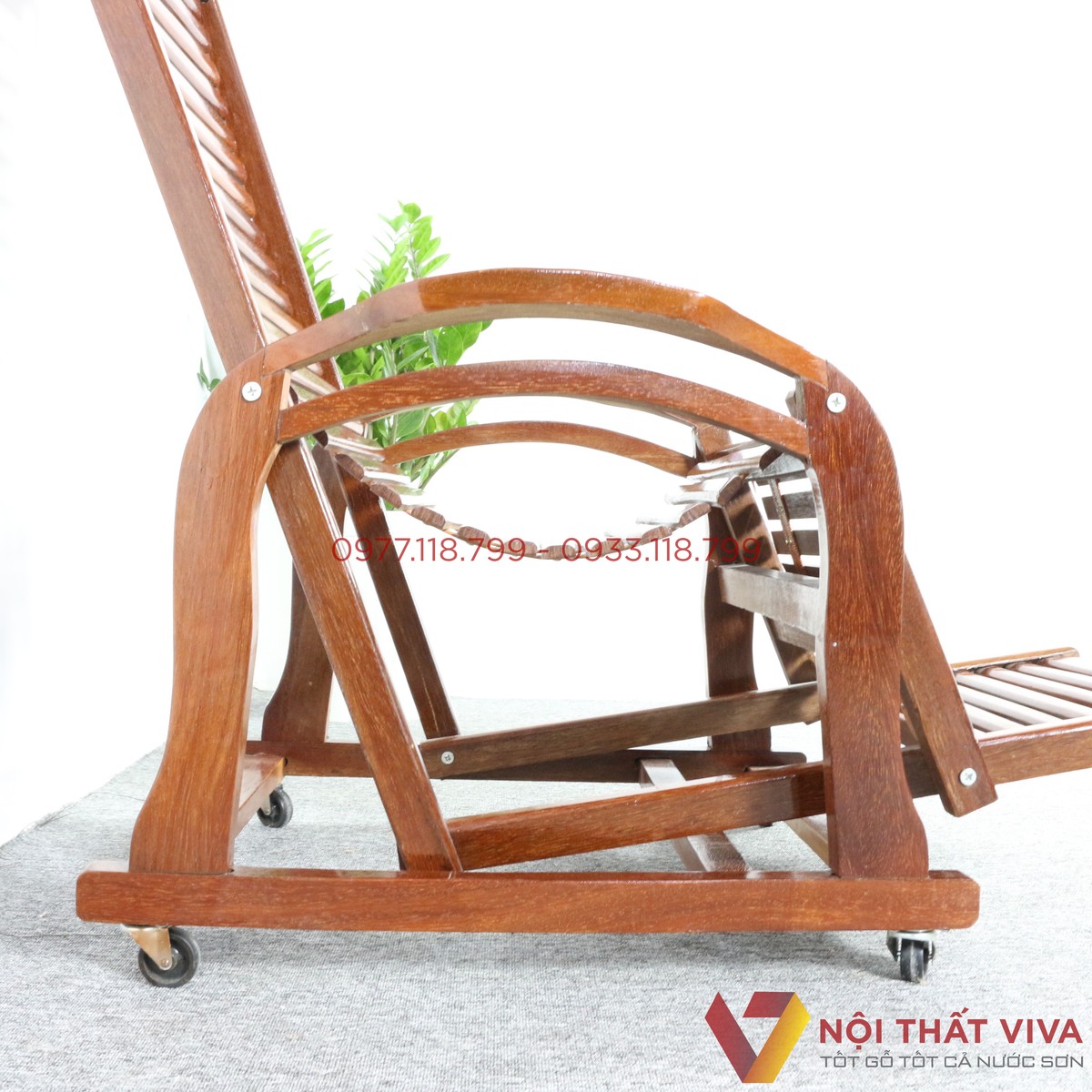 Ghế Nằm Thư Giãn Gỗ Nghiến Màu Nâu Đẹp Giá Rẻ