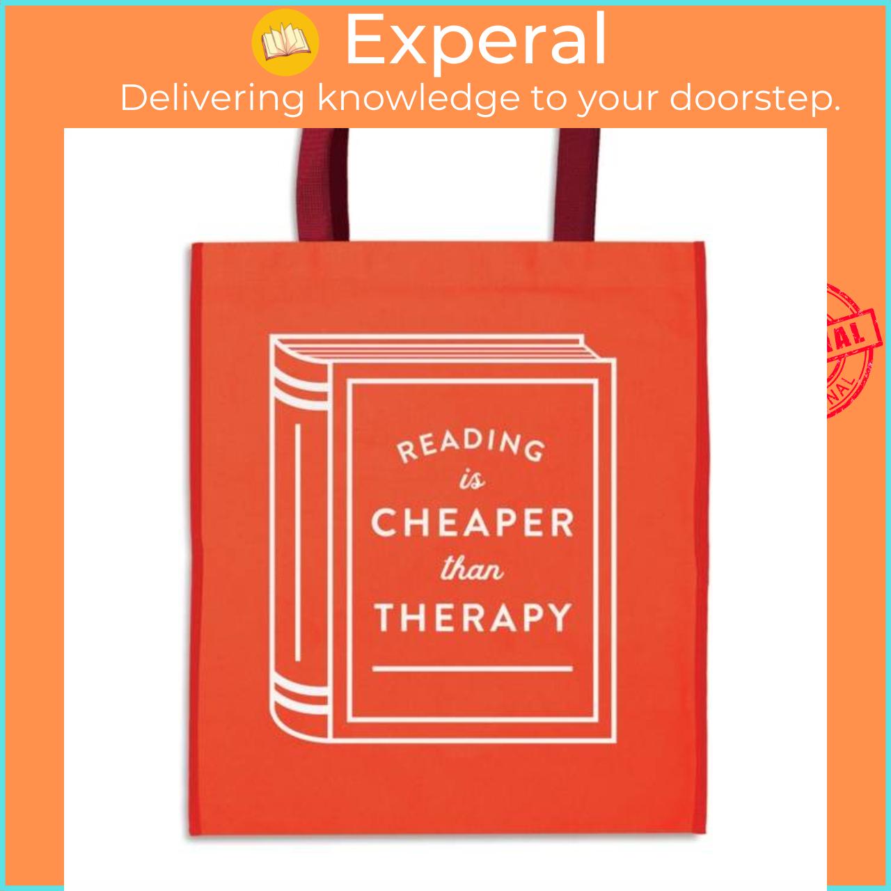 Sách - Reading is Cheaper Than Therapy Reusable Shopping Bag by Galison (UK edition, paperback)