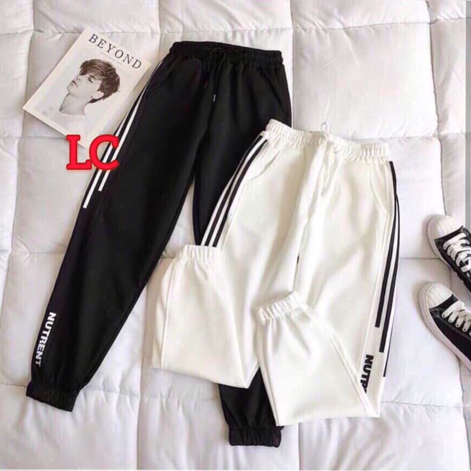 Quần nữ thể thao kaki phối sọc thời trang cá tính kiểu dáng jogger