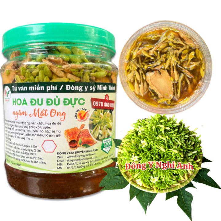 Mật Ong Rừng ngâm Hoa Đu Đủ Đực - Hũ 700gram Đông Y Nghi Anh