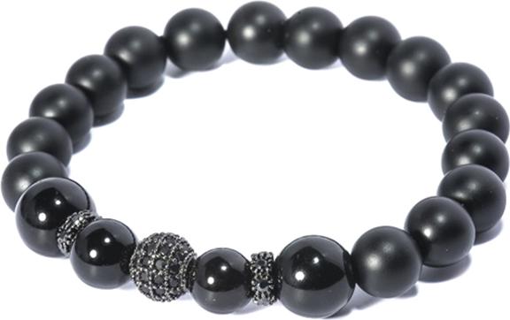 Vòng tay đá Obsidian 8mm mix charm bạc BRBO08M02 - Vietgemstones