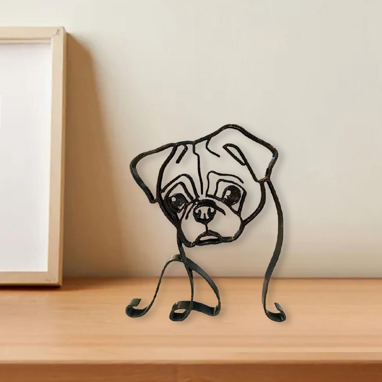 2xMinimalist Dog Sculptures Bedroom Office Bookshelf Figurines Decor A