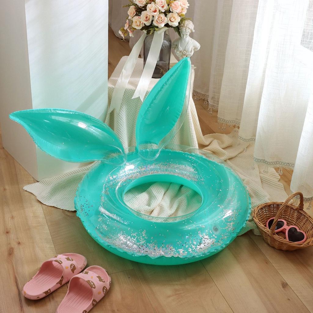 Phao Bơi Tròn Hình Tai Thỏ 70/90 Đính Kim Sa Lấp Lánh Dành Cho Người Lớn Và Trẻ Em