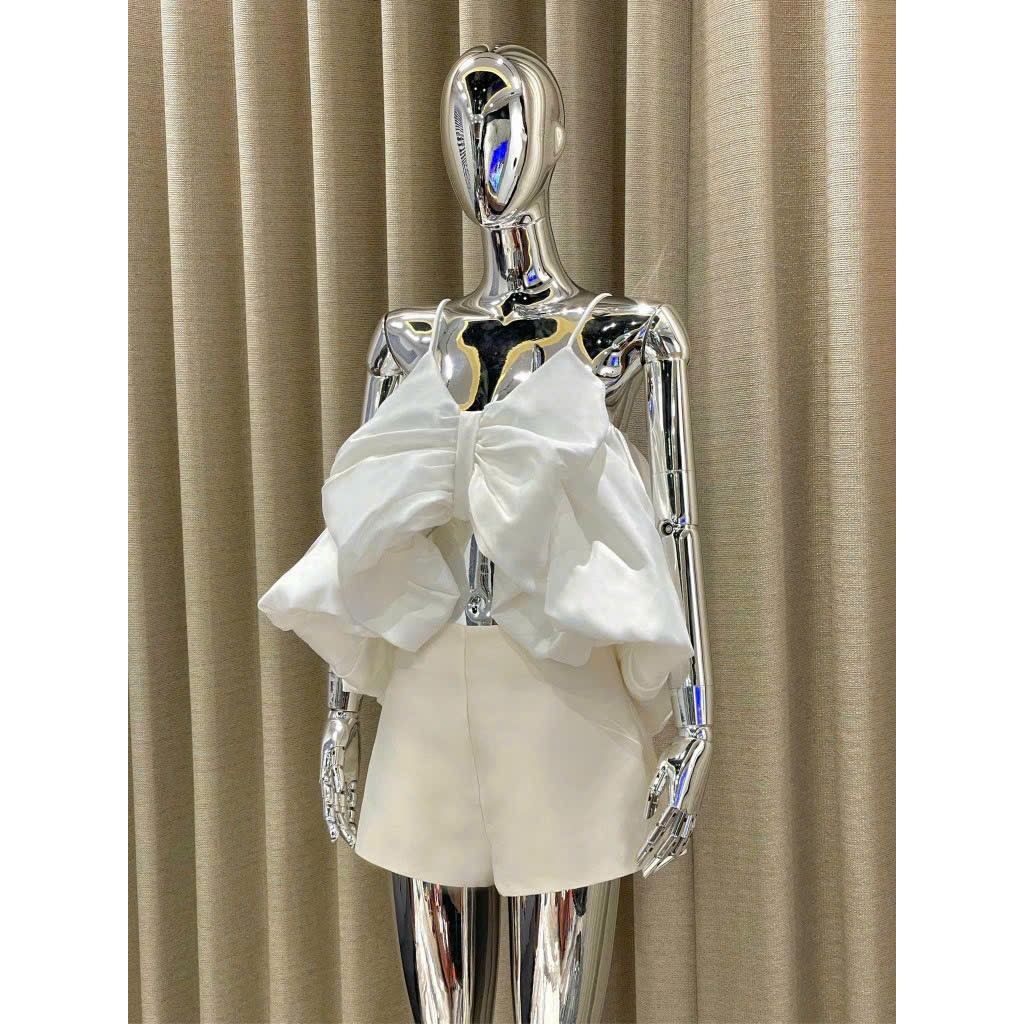 Áo 2 dây croptop nữ chất vải mềm mát mùa hè hottrend, Áo 1 dây phối nơ phía trước đơn giản cho Nữ thiết kế áo cực sang siêu xịn đi biển