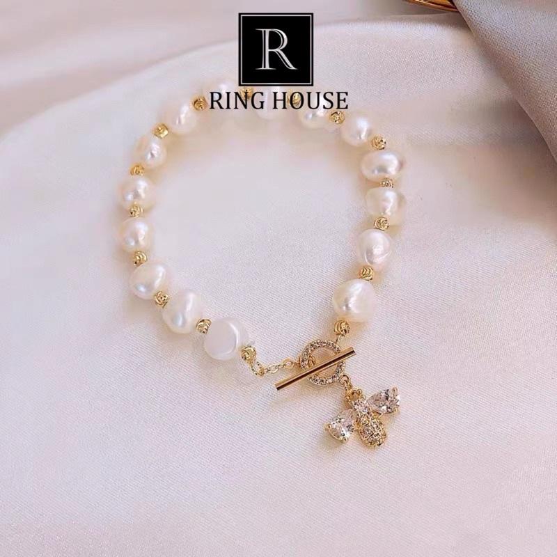 B001 Vòng Tay Lắc Tay Nữ Thiết Kế Hàn Quốc Hạt Trai Xinh Đẹp Sang Dễ Thương Mạ Bạc Ring House