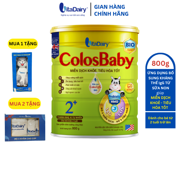 COLOSBABY BIO GOLD 2+ 800g hỗ trợ tiêu hóa tốt, miễn dịch khỏe cho bé - VitaDairy