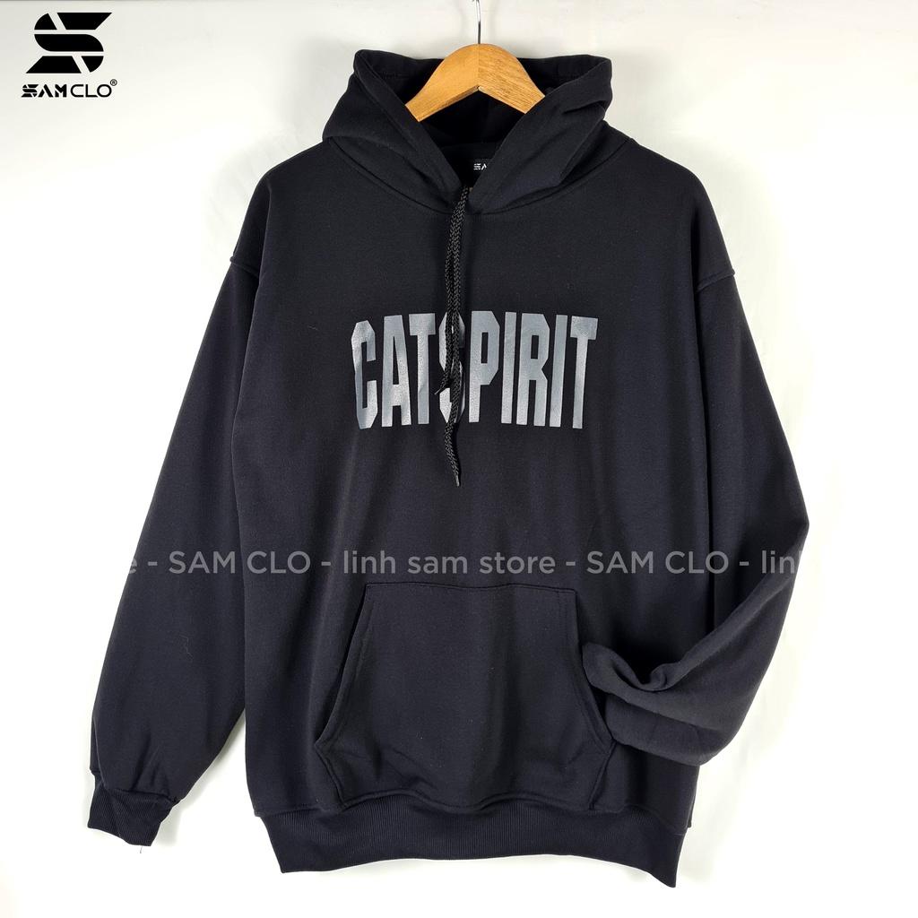 Áo khoác nỉ cao cấp có mũ - ÁO HOODIE chui freesize form rộng nam nữ unisex mặc cặp - couple in chữ CATSPIRIT