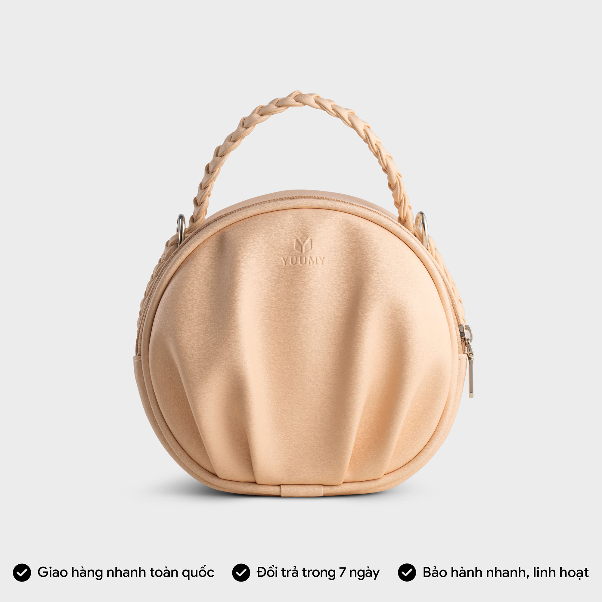 Túi Yuumy ( Thời trang nữ thiết kế nhún dáng tròn size 19 - Túi đeo chéo da Seasand YN264 )