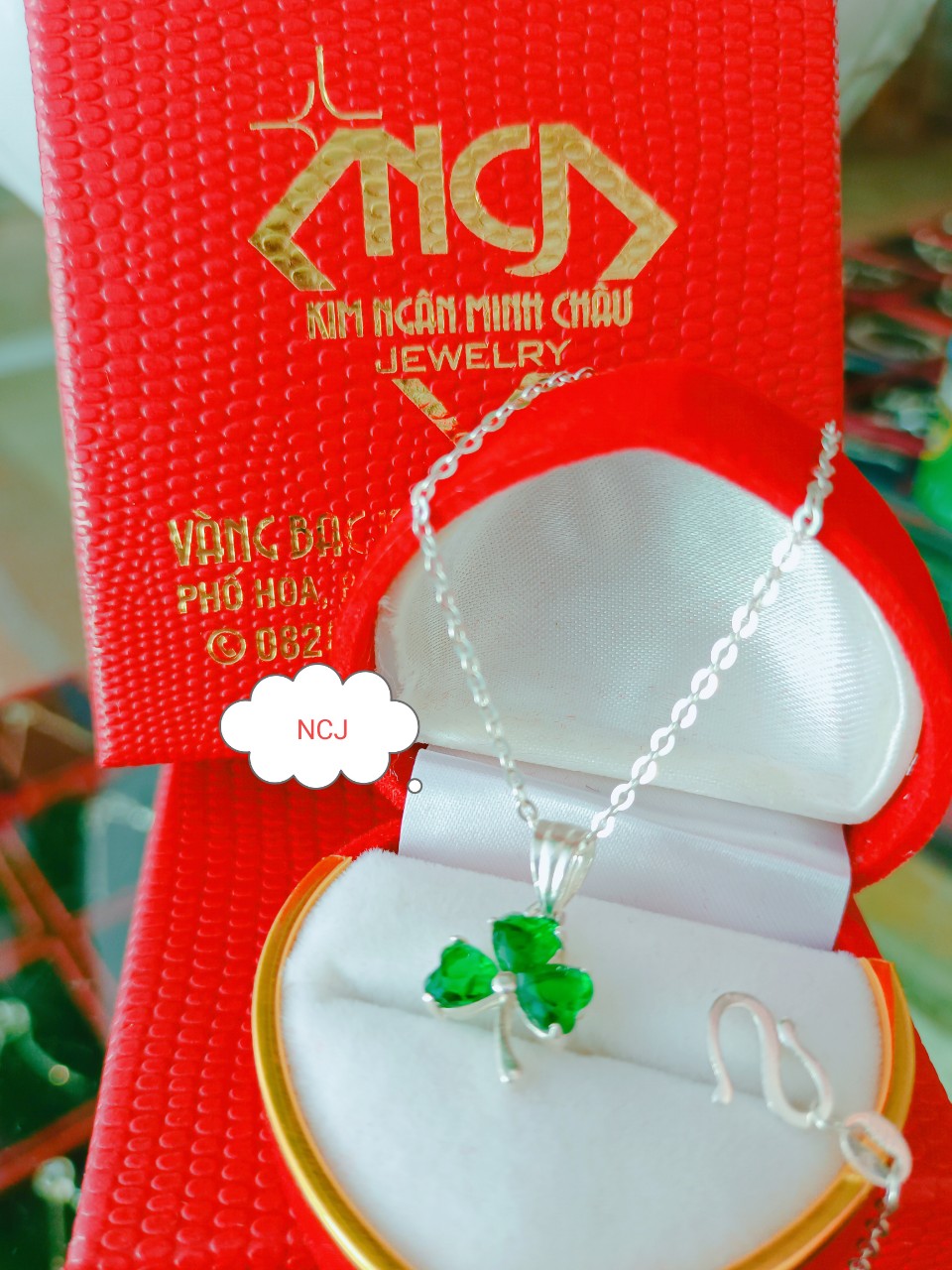 DÂY CHUYỀN BẠC MẶT ĐÍNH ĐÁ XANH XINH XẮN