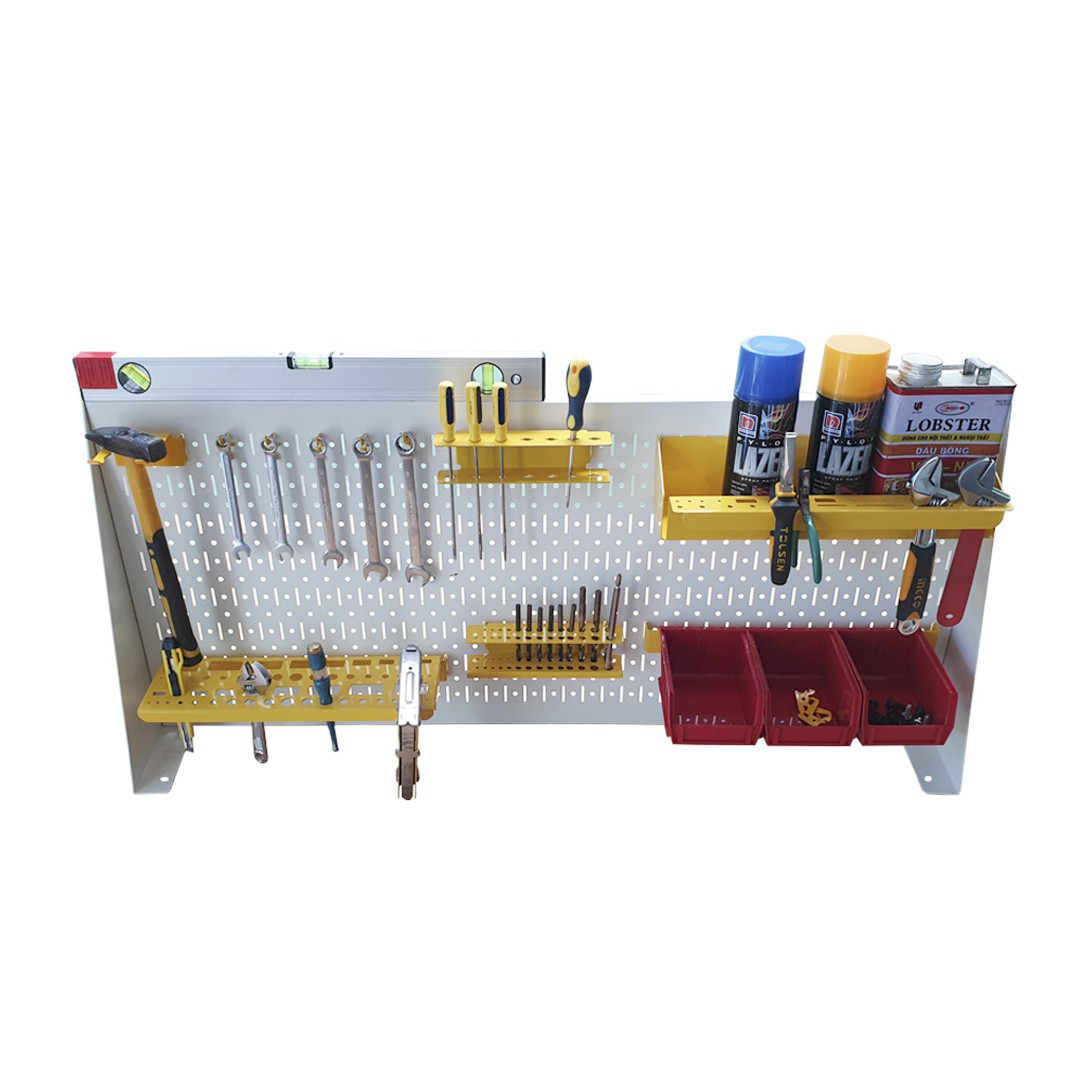 Combo Vách Chia Bàn Làm Việc Kiêm Bảng Treo Dụng Cụ Cơ Khí SMLIFE Pegboard Desk PD45100.CK