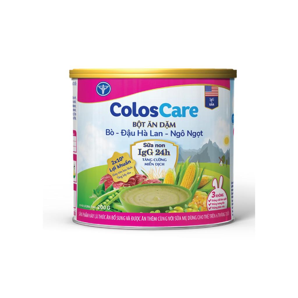 Bột ăn dặm Nutricare ColosCare bổ sung sữa non IgG24h - vị bò đậu hà lan ngô ngọt