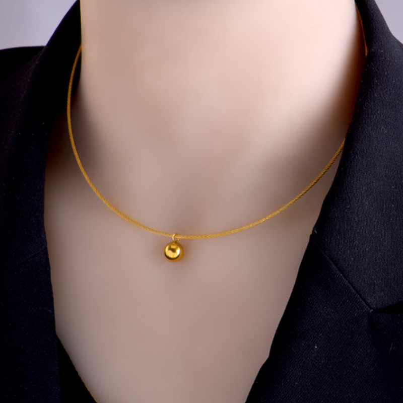 Dây Chuyền Trái Châu Dạng Vòng Kiềng Titan Ko Đen TT 3890