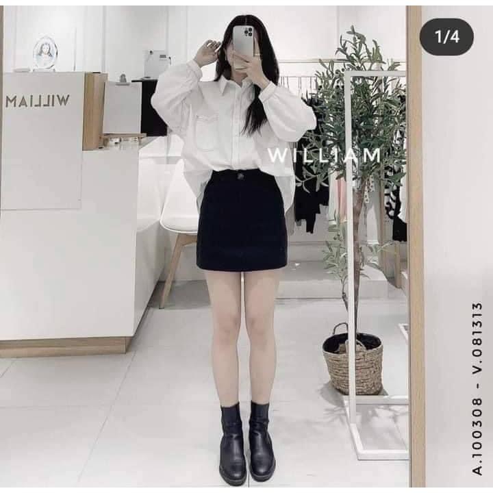 Áo Sơ Mi, Sơ Mi Nữ Fom Thụng OVersz, Chỉ Nổi Đen Trắng