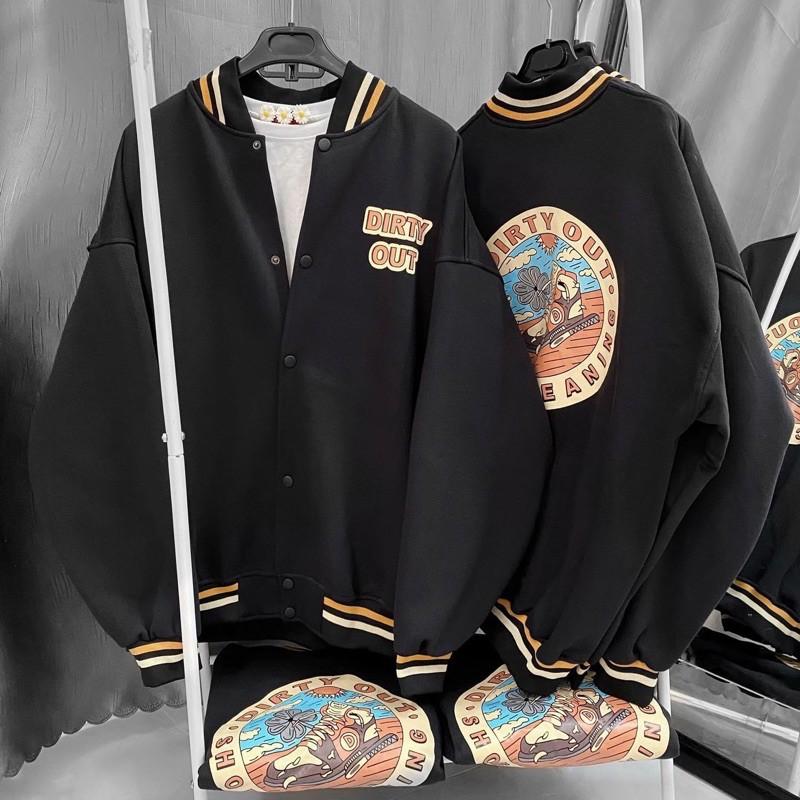 Áo bomber chữ Dirty Out hình thật