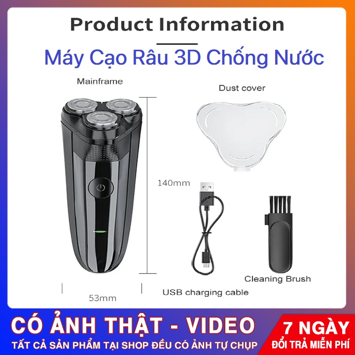 Máy Cạo Râu 3D Donlix 3 Đầu Cạo Sạc Điện Chống Nước Cực Hot