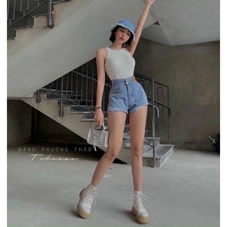 Áo ba lỗ nữ chất len mỏng dệt kim croptop hàng QC