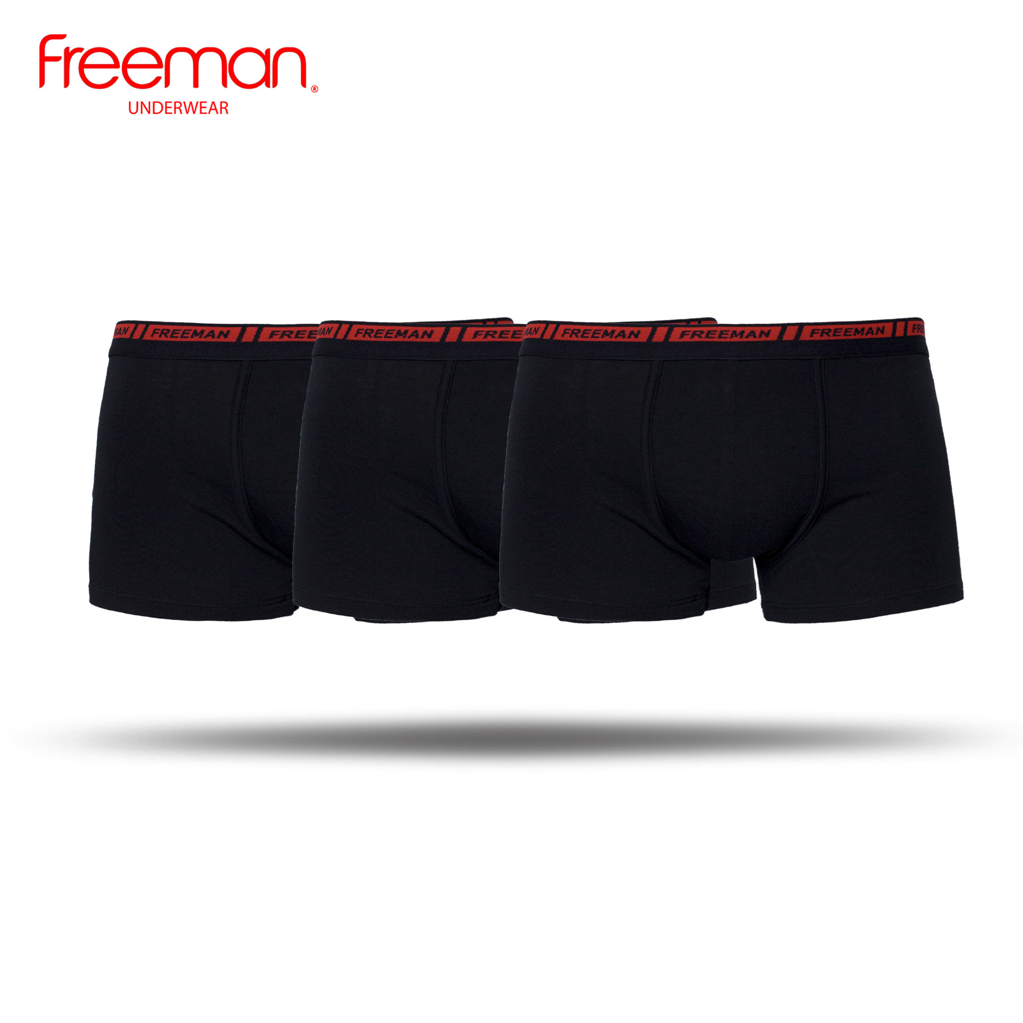 Combo 3 Quần lót boxer chất liệu cotton TC màu đen Freeman 766