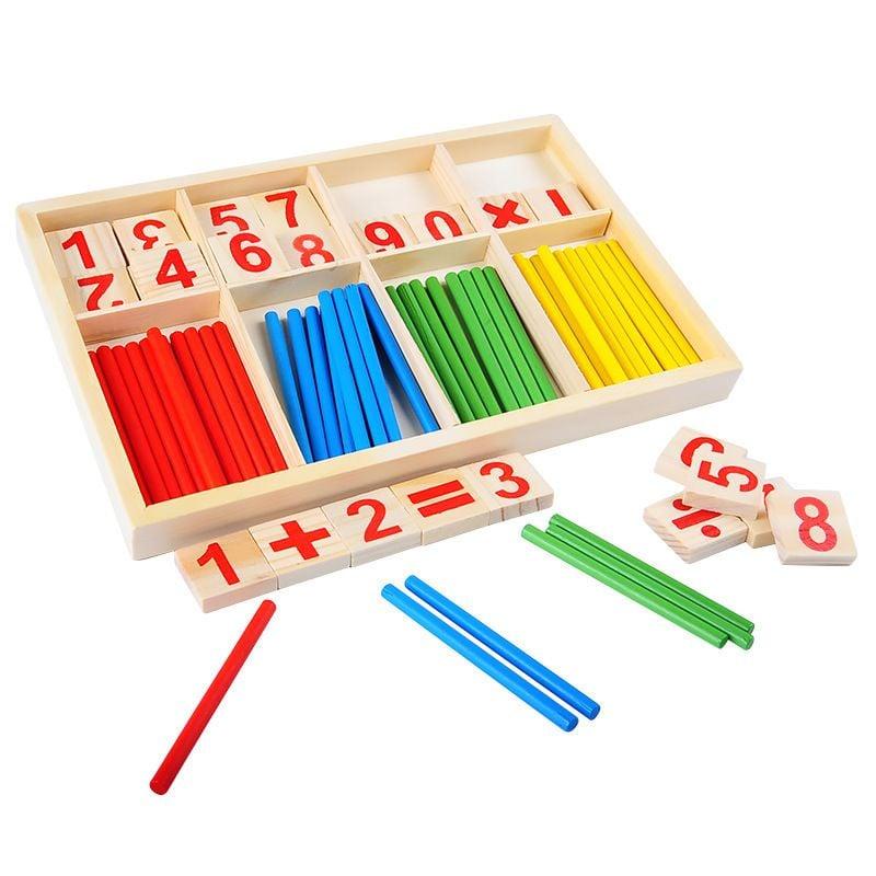 Bộ que tính học bằng gỗ cho bé, đồ chơi trí tuệ toán học