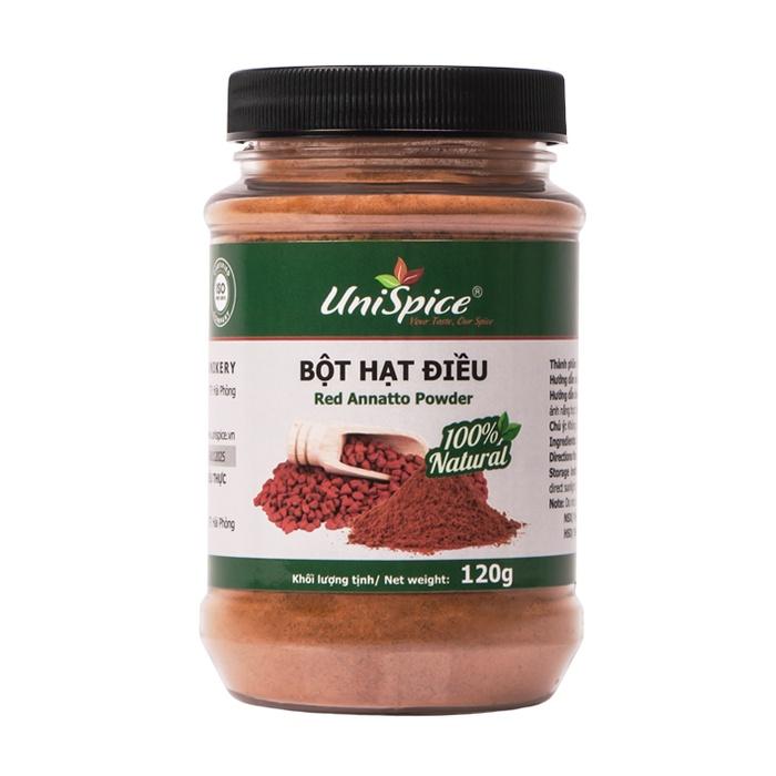 Bột hạt điều Unispice 120gr/lọ - Bột hạt điều đỏ xay mịn nguyên chất - Bột điều