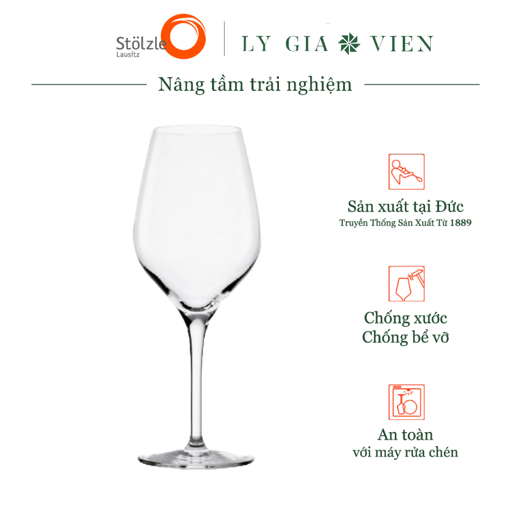 Ly Vang Trắng Cao Cấp - Pha lê nguyên khối tinh xảo - Lý tưởng để uống vang Pinot Grigio, Chardonnay, v.v - Stolzle Exquisit White Glass