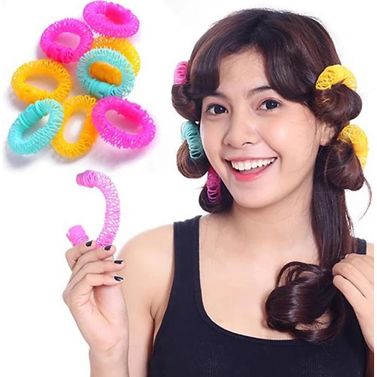 Dụng cụ uốn tóc không nhiệt lò xo, bộ uốn tóc tạo kiểu tóc nữ nhanh - 1 cái