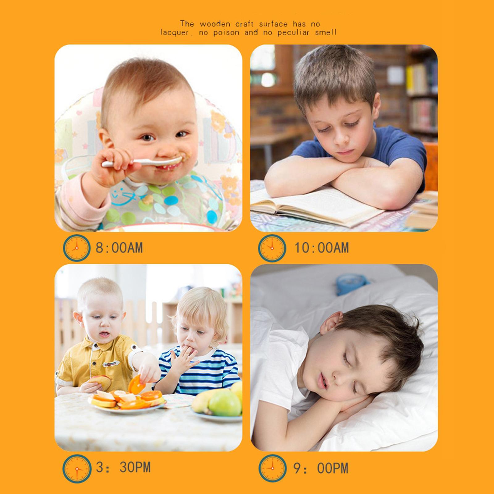 2 Piece Montessori Wooden Clock Toy Teaching Aids Toys for Kids Preschool