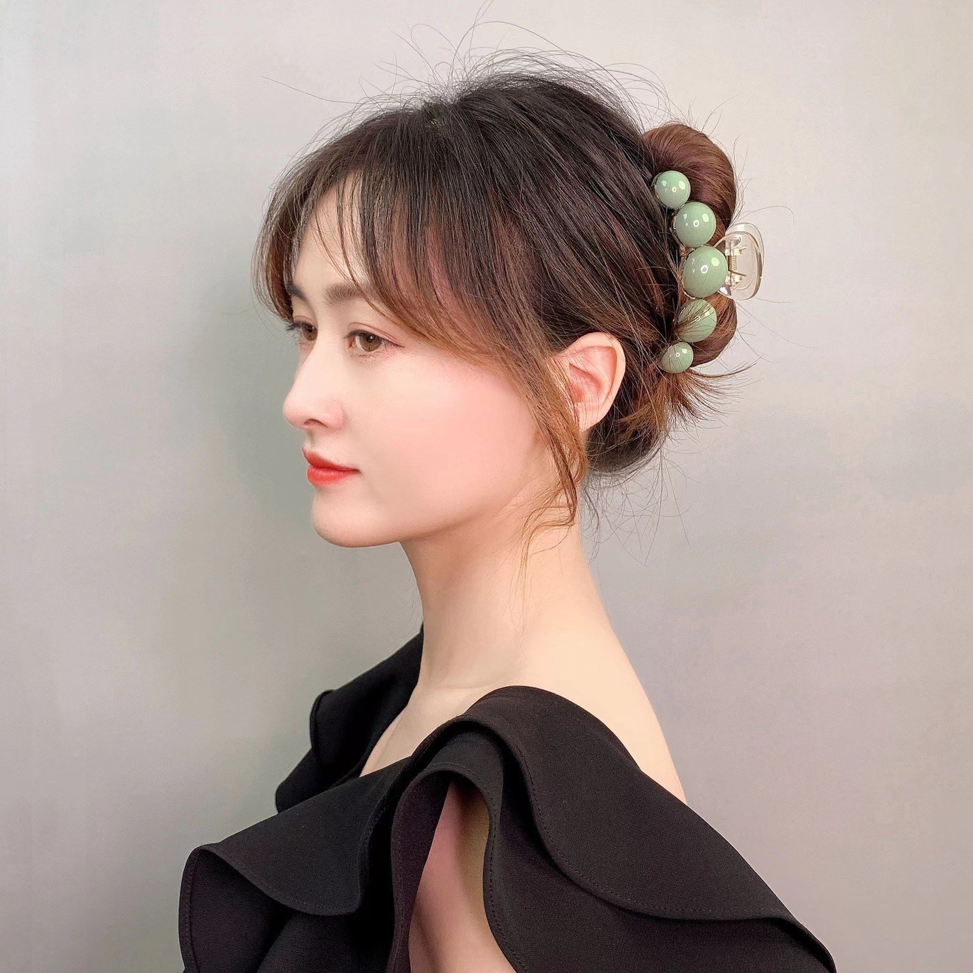Kẹp cặp tóc càng cua hàn quốc đính ngọc trai phong cách tiểu thư cute xinh dễ thuong cho nữ màu xanh ngọc