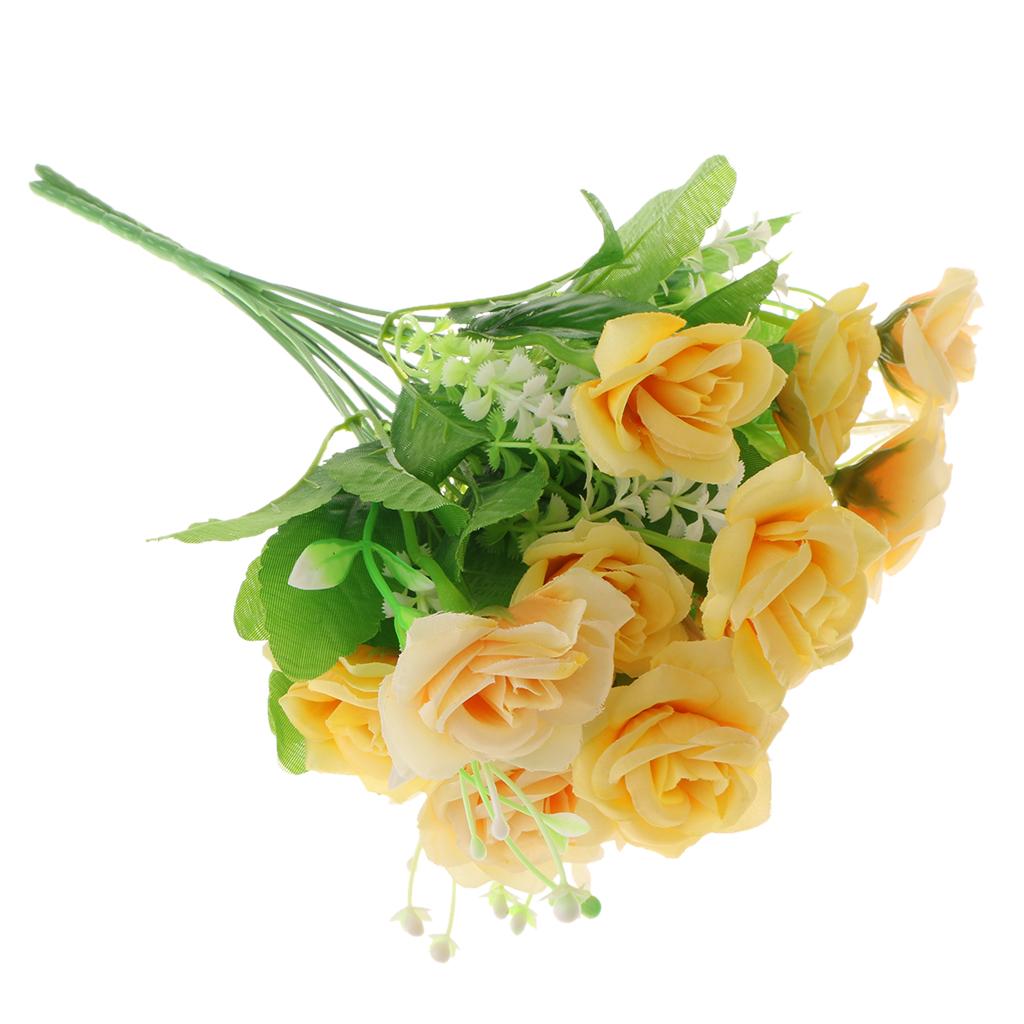 2 Piece Artificial Silk Rose Flower Bouquet Plant Wedding Decor