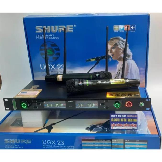 Micro Không Dây SHURE UGX 23 Tự Ngắt,Dò Sóng Chỉnh Tần Số Hiện Đại. Dòng Karaoke Cao Cấp Quán Hát.