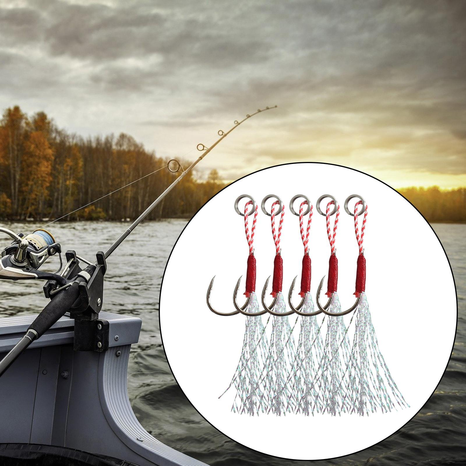 Fishing Assist Hooks Fast Slow Jig Fishing Hook Carbon Steel Assist Hook Saltwater for Jigging Vertical Jigging Lures Circle Hooks