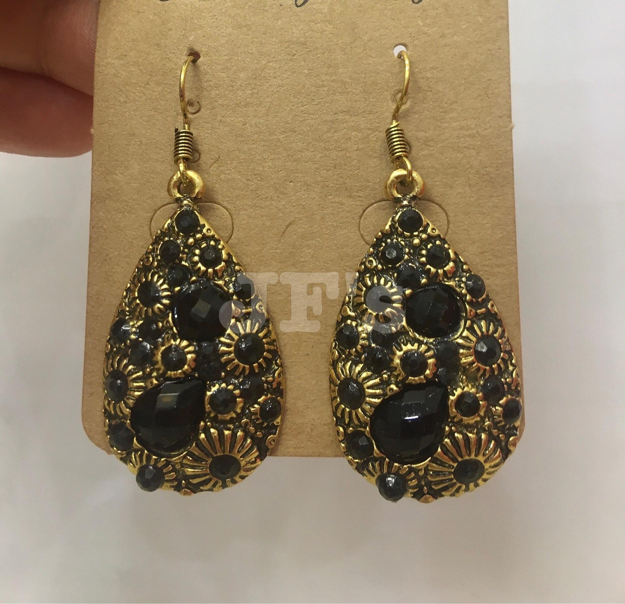 Hoa tai thả hình giọt nước chạm khắc hoạ tiết hoa hướng dương, bông tai nữ bohemian