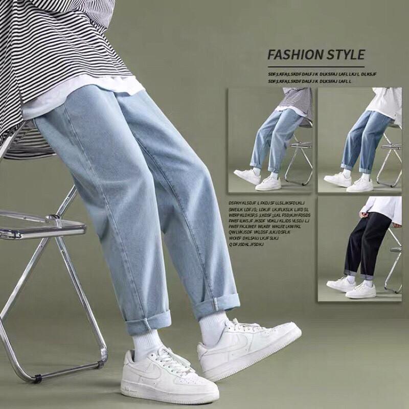 Quần jean Baggy , QUẦN jean bò ống rộng suông, dáng đứng Unisex phong cách hàn quốc 2021- thời trang nam Menswear