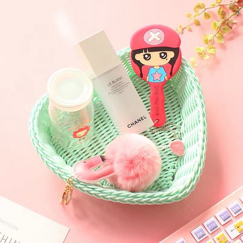 Giỏ giả mây hình trái tim dùng đựng đồ trang trí, đồ decor giao màu ngẫu nhiên