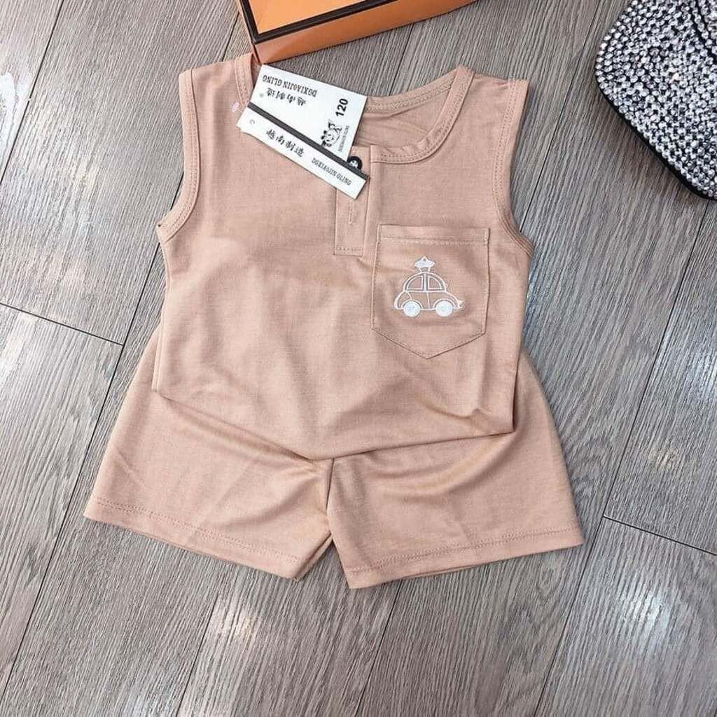 Bộ Ba Lỗ Sát Nách Túi In Ô Tô Cho Bé Trai Bé Gái Mặc Đều Xinh Chất Thun Lạnh VyVykids
