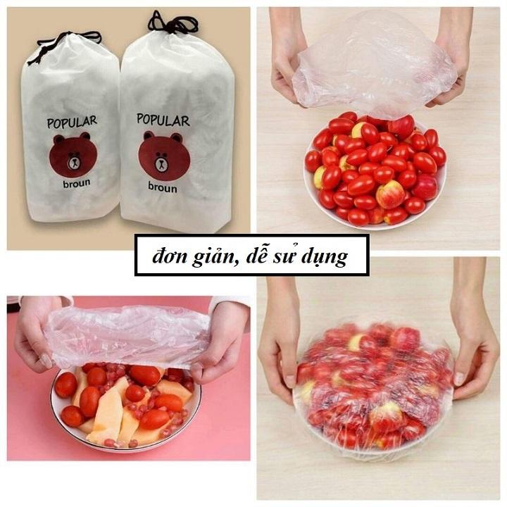 Set 100 Màng Bọc Thực Phẩm Hình Gấu Co Dãn Tái Sử Dụng Phù Hợp Mọi Hình Dạng