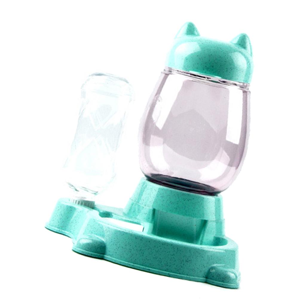 Cat Self Feeder and Waterer Drinking Water/Automatic Feeding Bowls Green