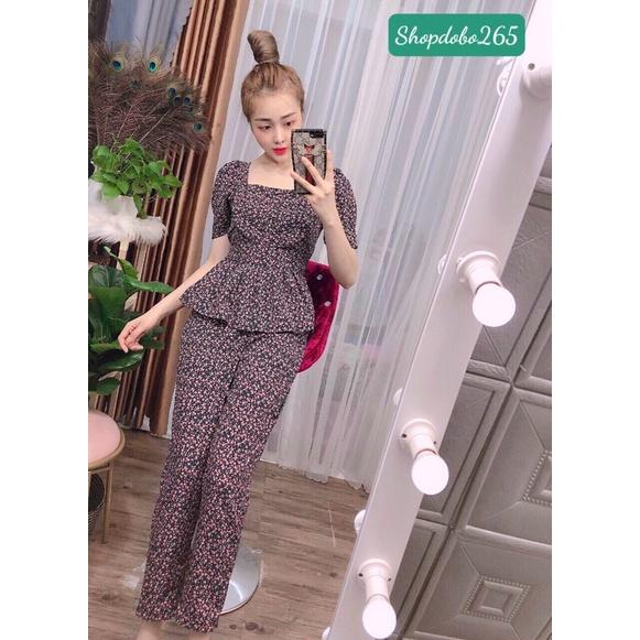 Đồ bộ nữ,đồ ngủ mặc nhà vải lụa BD 28 họa tiết hoa nhí siêu cưng size 45-57kg.