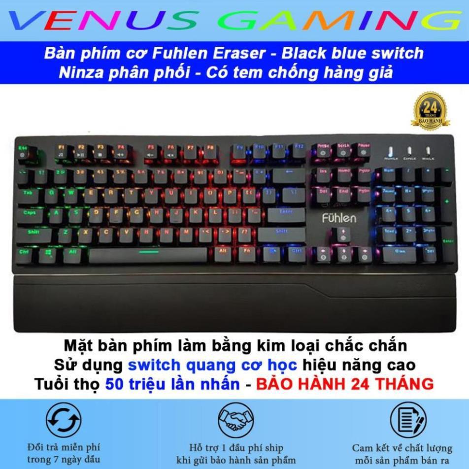 Bàn phím cơ Gaming Fuhlen Eraser - Fuhlen E - Led Rainbow - Black Blue switch - - Hàng Chính Hãng