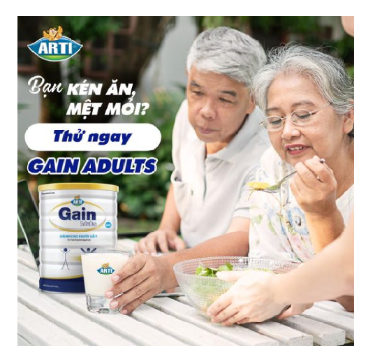 Sữa bột Sữa Arti Gain Adults Dinh loại 900g dinh dưỡng cho người gầy,chơi thể thao, lao động nặng, suy nhược (10 tuổi trở lên)