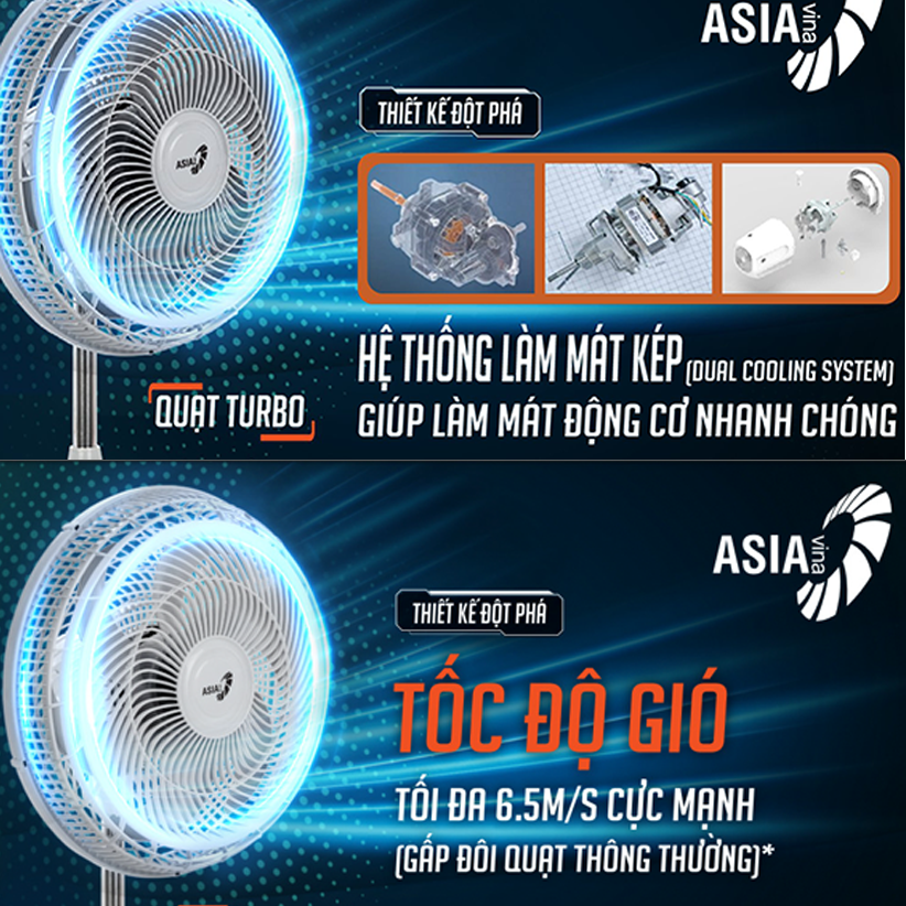 Quạt đứng ASIA TURBO 80W VY639890, VY639790 - Hàng chính hãng