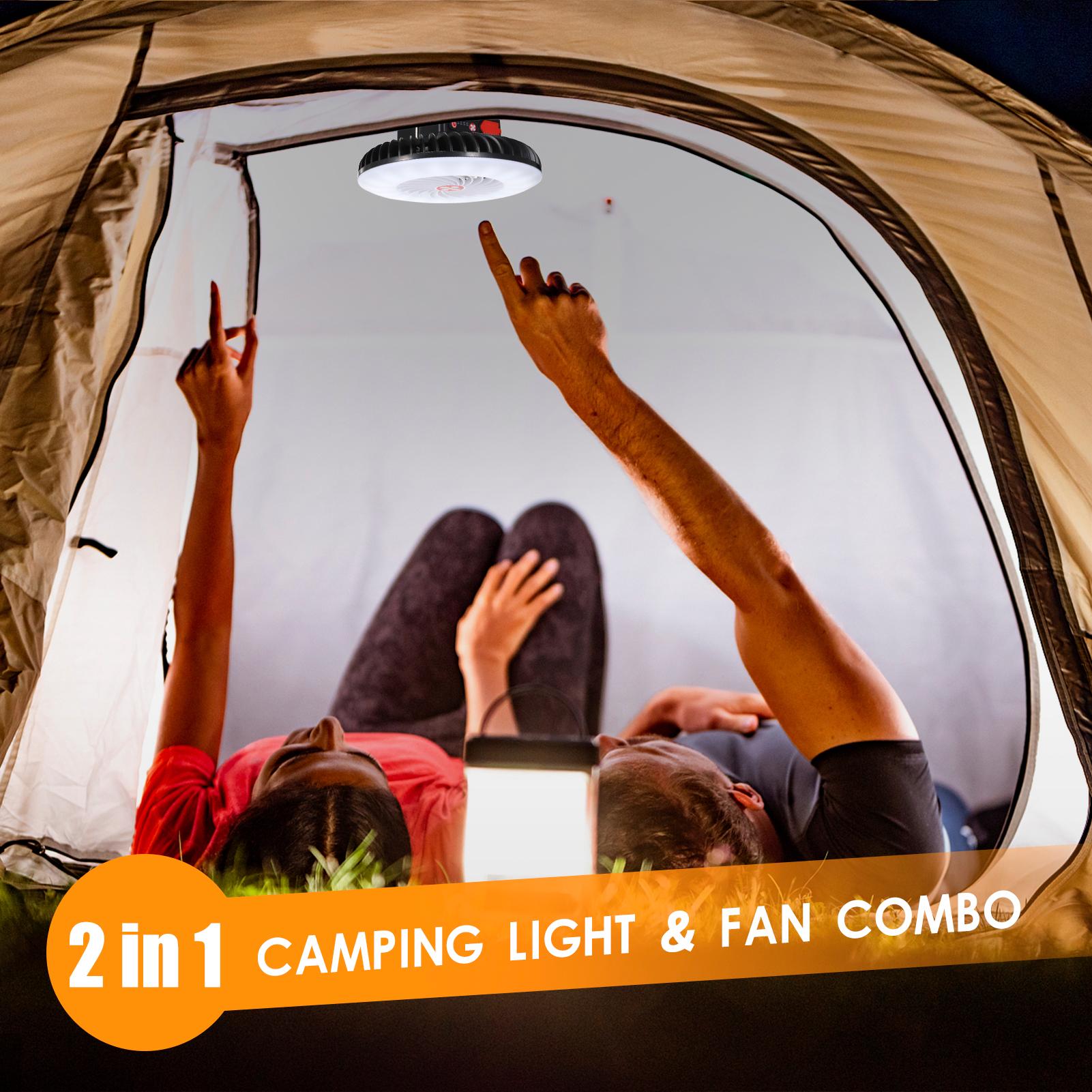 Portable Camping Lantern with Fan Solar USB Rechargeable LED Tent Light Lamp for Outdoor Hurricane Emergency