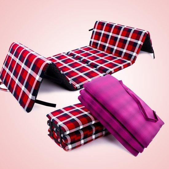 Nệm Ngủ Văn Phòng Gấp Gọn Mẫu KẺ VÀNG-Nệm Du Lịch,Cắm Trại Tiện Lợi Size 60x1m8.evily1990