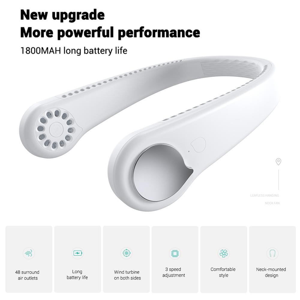 Quạt đeo mini thiết kế xoay 360 linh hoạt với 3 tốc độ gió sạc lại USB
